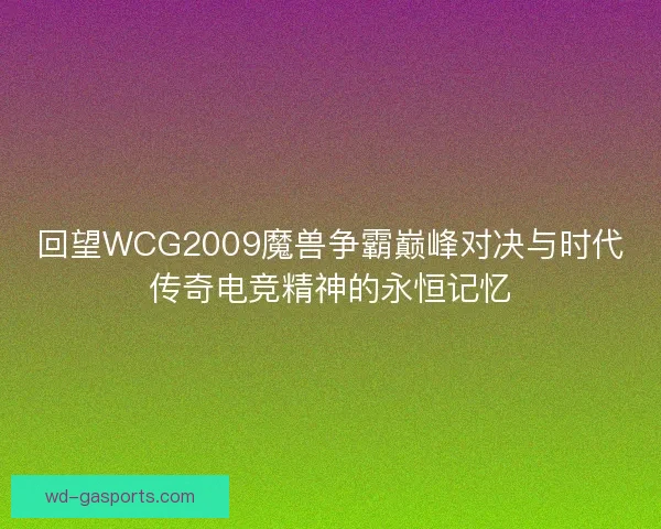 回望WCG2009魔兽争霸巅峰对决与时代传奇电竞精神的永恒记忆